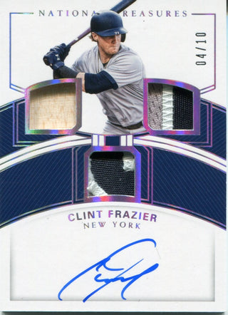 Clint Frazier Autographed 2018 National Treasures Jersey & Bat Card