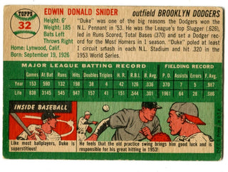 Duke Snider 1954 Topps #32 Card