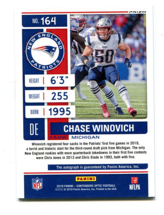 Chase Winovich 2019 Panini Contenders Optic #164 Autographed RC