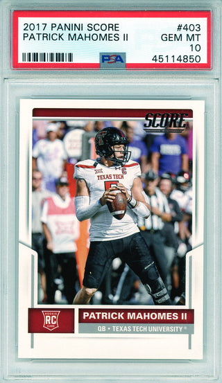 Patrick Mahomes 2017 Panini Score Rookie Card #403 (PSA GM MT 10)