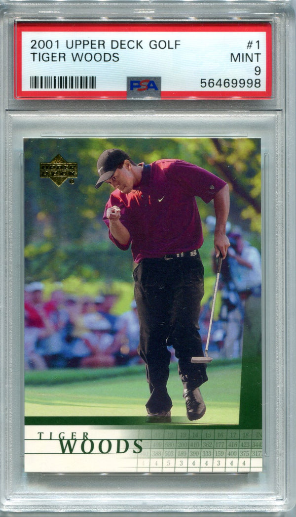 Tiger Woods 2001 Upper Deck Golf #1 PSA Mint 9 Card
