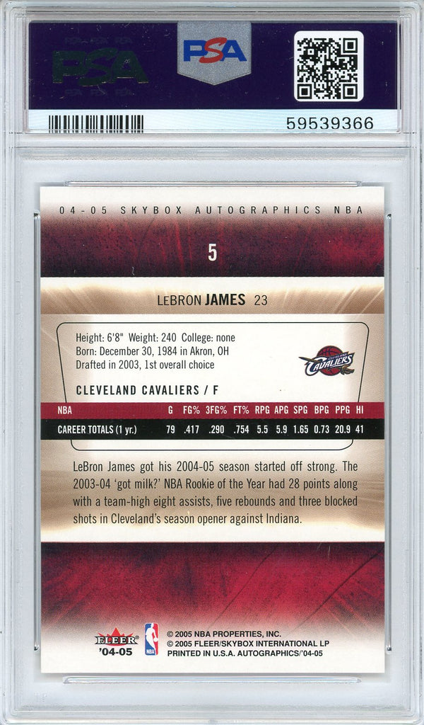 LeBron James 2004 Skybox Autographics Card #5 (PSA Mint 9)