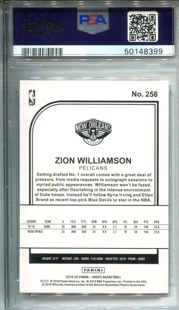 Zion Williamson 2019 Panini Hoops Mint 9 Rookie Card