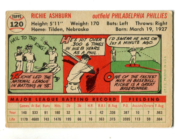 Richie Ashburn 1956 Topps #120 Card