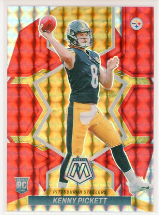 Kenny Pickett 2022 Panini Mosaic Red / Yellow Prizm Rookie Card #301