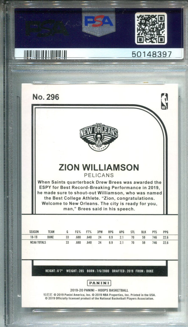 Zion Williamson 2019 Panini Hoops Mint 10 Rookie Card