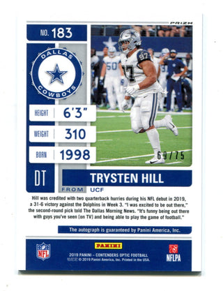 Trysten Hill 2019 Panini Contenders Optic Rookie Ticket Autographed Card 69/75
