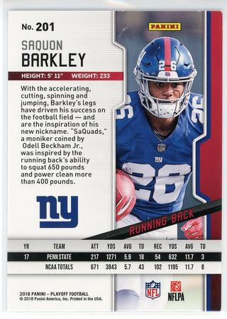 Saquon Barkley 2018 Panini Playoff Rookie Card #201