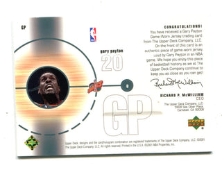 Gary Payton 2001 Upperr Deck #GP Jersey Card