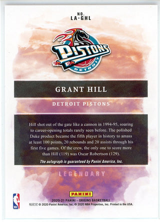 Grant Hill Autographed 2020-21 Panini Origins Legendary Card #LA-GHL