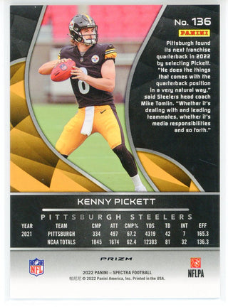 Kenny Pickett 2022 Panini Spectra Silver Prizm Rookie Card #136
