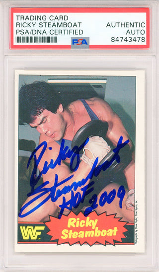 Ricky Steamboat "HOF 2009" Autographed 1985 Topps Card #5 (PSA Auto)