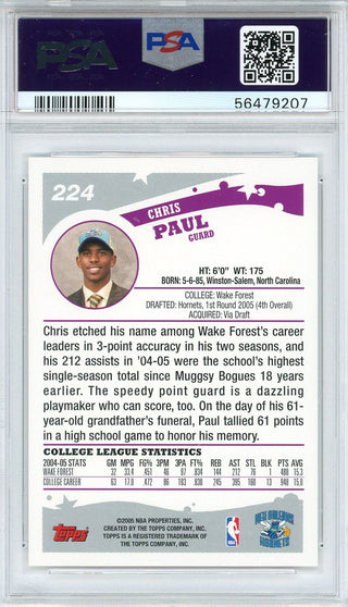 Chris Paul 2005 Topps Rookie Card #224 (PSA)