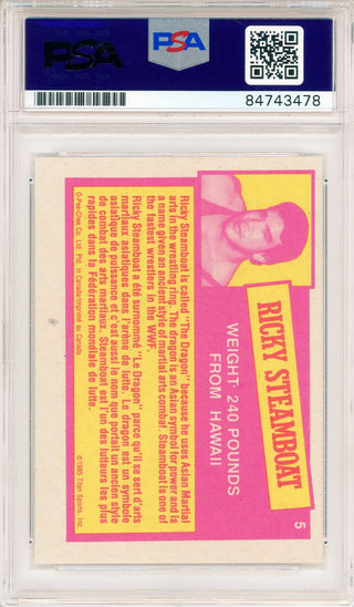 Ricky Steamboat "HOF 2009" Autographed 1985 Topps Card #5 (PSA Auto)