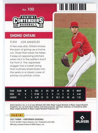 Shohei Ohtani 2021 Panini Contenders Season Ticket Card #100