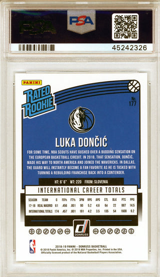 Luka Doncic 2018 Panini Donruss Rated Rookie Card #177 (PSA GM MT 10)