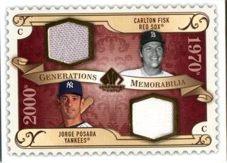 Carlton Fisk & Jorge Posada 2009 Upper Deck Legendary Cuts Jersey Card