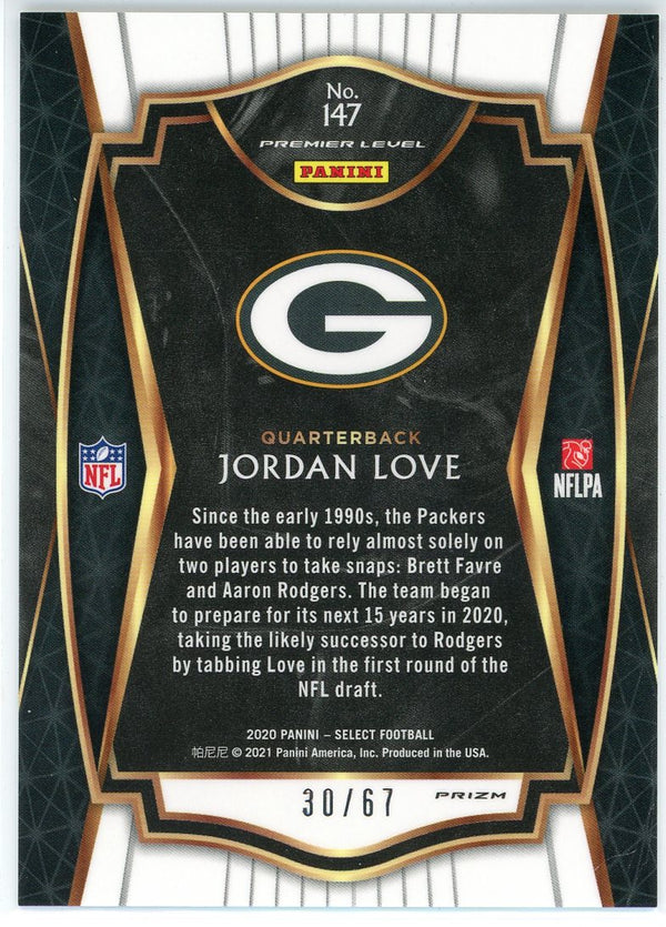 Jordan Love 2020 Panini Select Premier Level Dragon Scale Prizm Rookie Card #147