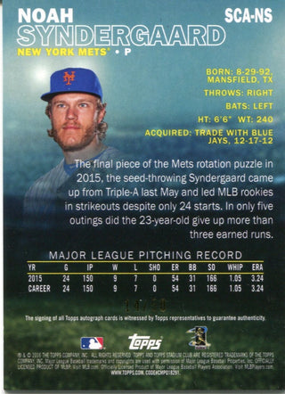 Noah Syndergaard Autographed 2016 Topps Stadium Club Card