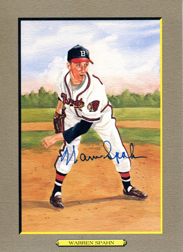 Warren Spahn Autographed Perez Steele Greatest Moments Card (JSA)