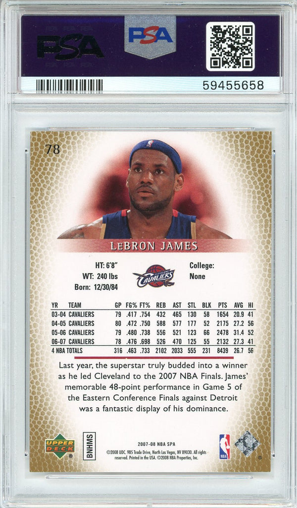 LeBron James 2007 Upper Deck Sp Authentic Card #78 (PSA Mint 9)