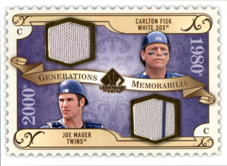 Carlton Fisk & Joe Mauer 2009 Upper Deck Legendary Cuts Jersey Card