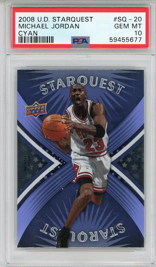 Michael Jordan 2008 Upper Deck Starquest Cyan Card #SQ-20 (PSA Gem