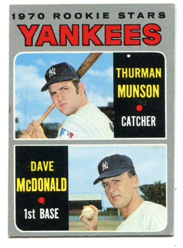 Thurman Munson & Dave McDonald 1970 Yankee Stars Topps #189 Card
