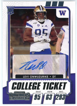 Levi Onwuzurike Autographed 2021 Panini Contenders Draft Pick Rookie Card #229