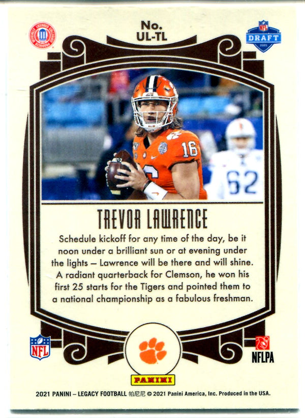 Trevor Lawrence 2021 Panini Legacy Under the Lights Rookie Card #UL-TL