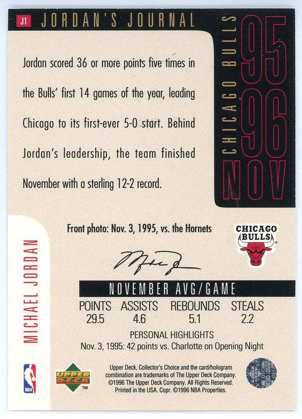 Michael Jordan 1996 Upper Deck Jordan's Journal Holo Card #J1