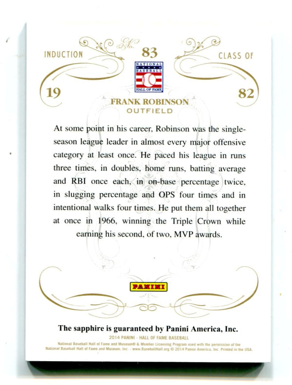 Frank Robinson 2014 Panini Hall of Fame Induction #83 Card 5/15