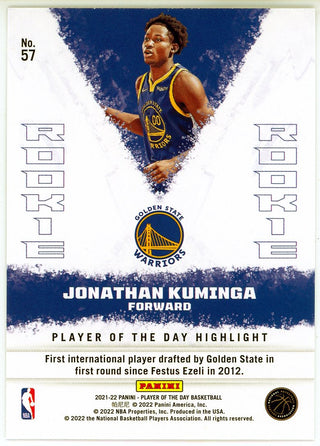 Jonathan Kuminga 2021-22 Panini Player of the Day Foil Rookie Card #57