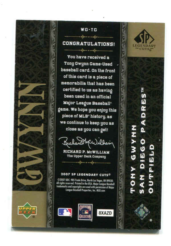 Tony Gwynn 2007 Upper Deck SP Legendary Cuts #WGTG Jersey Card