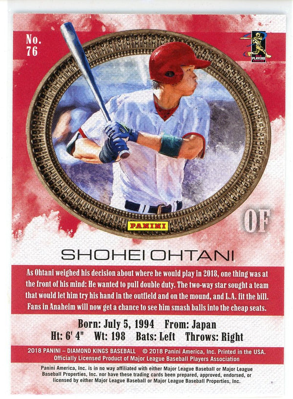 Shohei Ohtani 2018 Panini Diamond Kings Rookie Card #76