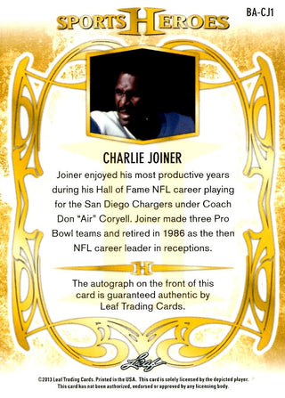 Charlie Joiner 2013 Leaf Sports Heroes Autographed Card