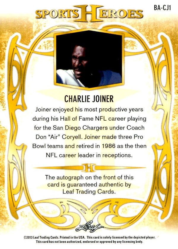 Charlie Joiner 2013 Leaf Sports Heroes Autographed Card