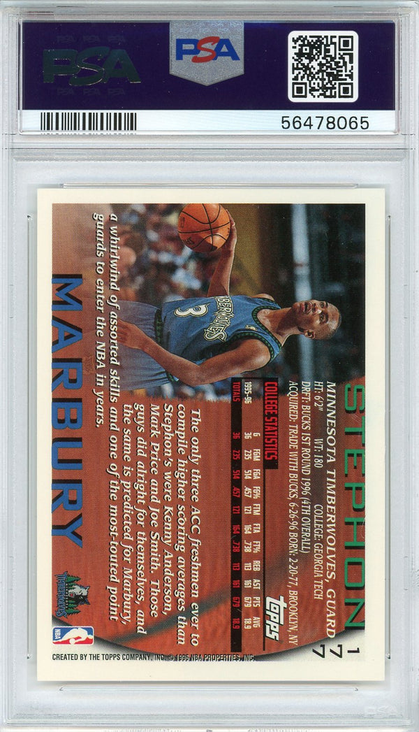 Stephon Marbury 1996 Topps Rookie Card #177 (PSA)