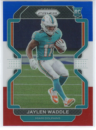 Jaylen Waddle 2021 Panini Prizm Red/White/Blue Prizm Rookie Card #338