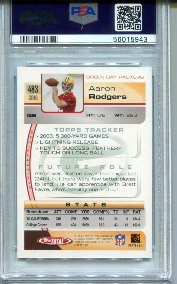 Aaron Rodgers 2005 Topps Total #483 PSA Mint 9 Card