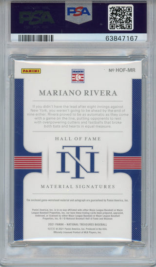 Mariano Rivera Autographed 2021 Panini National Treasures HOF Jersey Card (PSA 8)