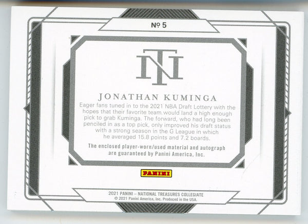 Jonathan Kuminga Autographed 2021 Panini National Treasures Collegiate Rookie Patch Booklet Card #5