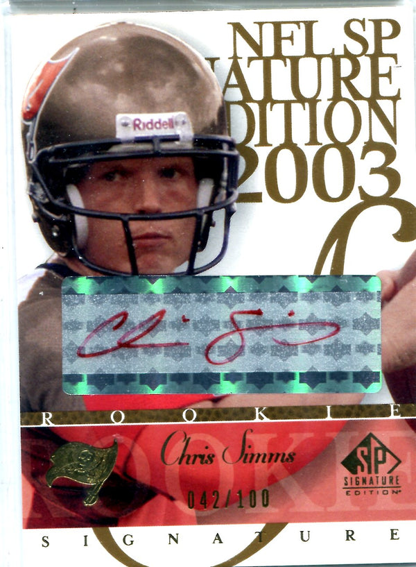 Chris Simms 2003 Upper Deck Autographed Card #42/100