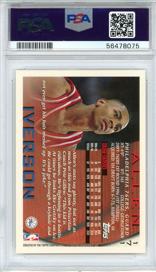 Allen Iverson 1996 Topps Rookie Card #171 (PSA)