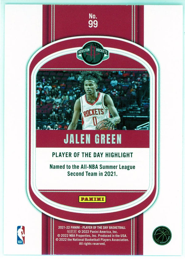 Jalen Green 2021-22 Panini Player of the Day Foil Rookie Card #99