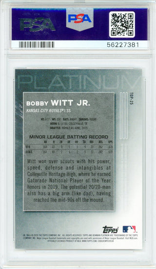 Bobby Witt Jr. 2020 Bowman Platinum Top Prospects Rookie Card #TOP25 (PSA Mint 9)