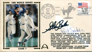 Bret Saberhagen & Steve Balboni Autographed October 27th, 1985 First Day Cover (PSA)