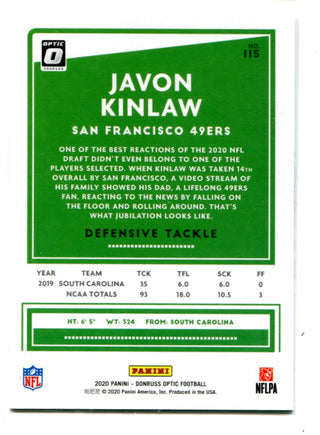 Javon Kinlaw 2020 Panini Prizm #115 Donruss Optic Card