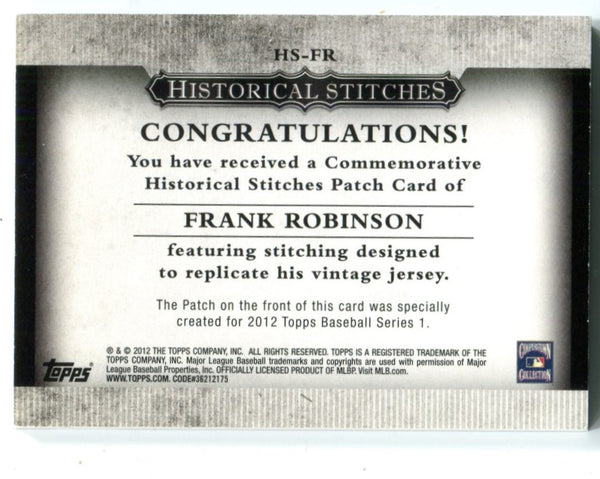 Frank Robinson 2012 Topps Historical Stiches #HSFR Patch Card