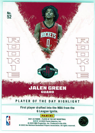 Jalen Green 2021-22 Panini Player of the Day Foil Rookie Card #52